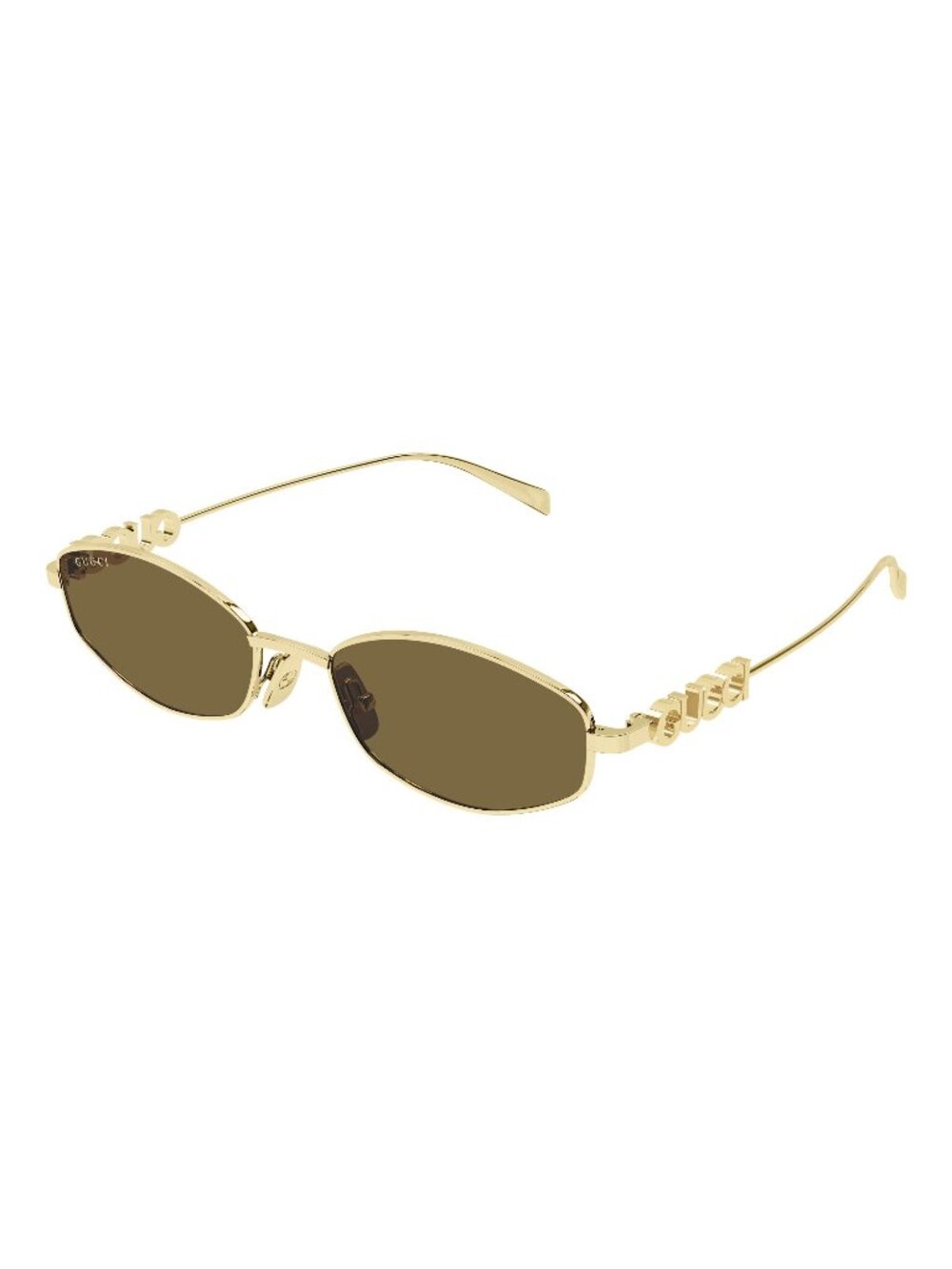 New Gucci Women's Sunglasses Gold Square Brown Lens Metal Frame GG1802S 005 55